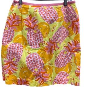 Vintage Lilly Pulitzer Sunrise Pina Colada Cotton PIneapple Mini Skirt Sz 8